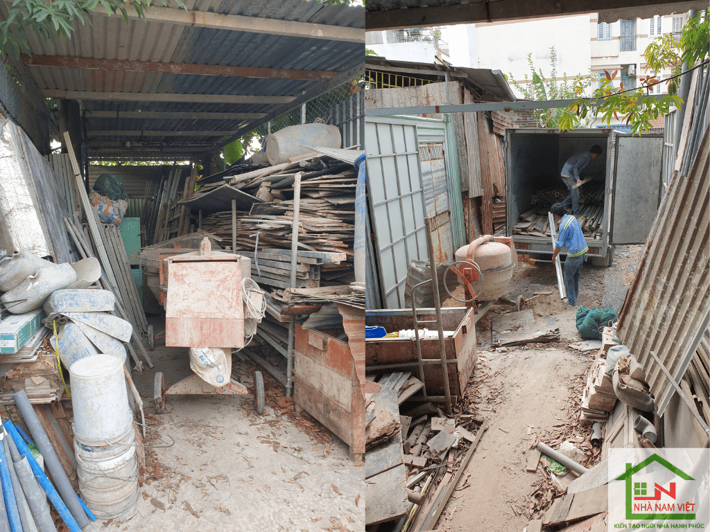 Kho thiết bị Xây Dựng Nhà Nam Việt vận chuyển đến công trình