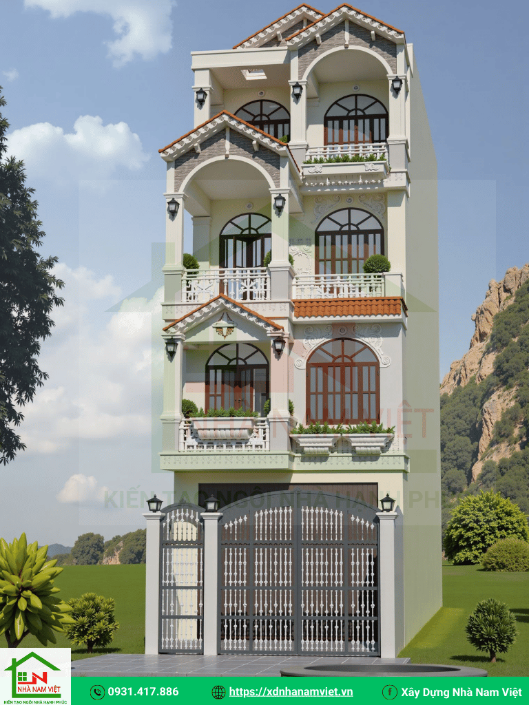mẫu nhà đẹp 4 tầng - xây dựng nhà nam việt