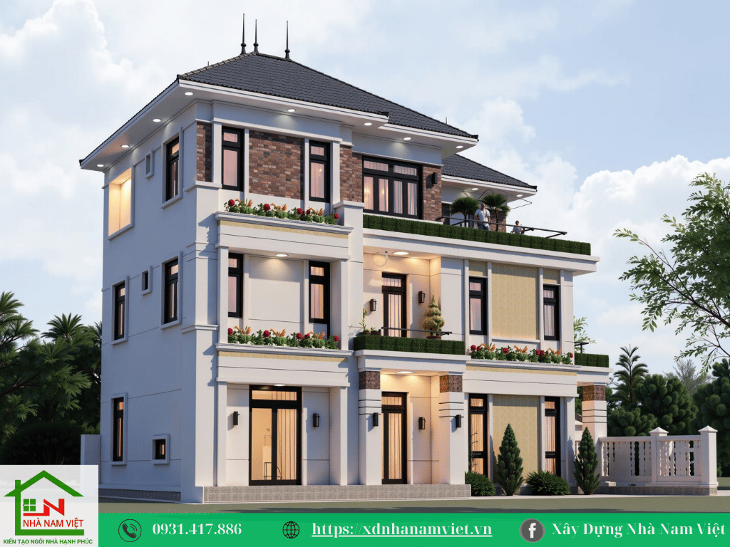 MẪU BIỆT THỰ 3 TẦNG - XÂY DỰNG NHÀ NAM VIỆT